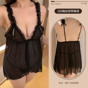 大码情趣内衣性感纯欲风透视小胸睡衣套装