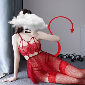 性感大码情趣内衣露乳蕾丝睡裙制服火辣衣服透明擦边激情套装 - 图片 4